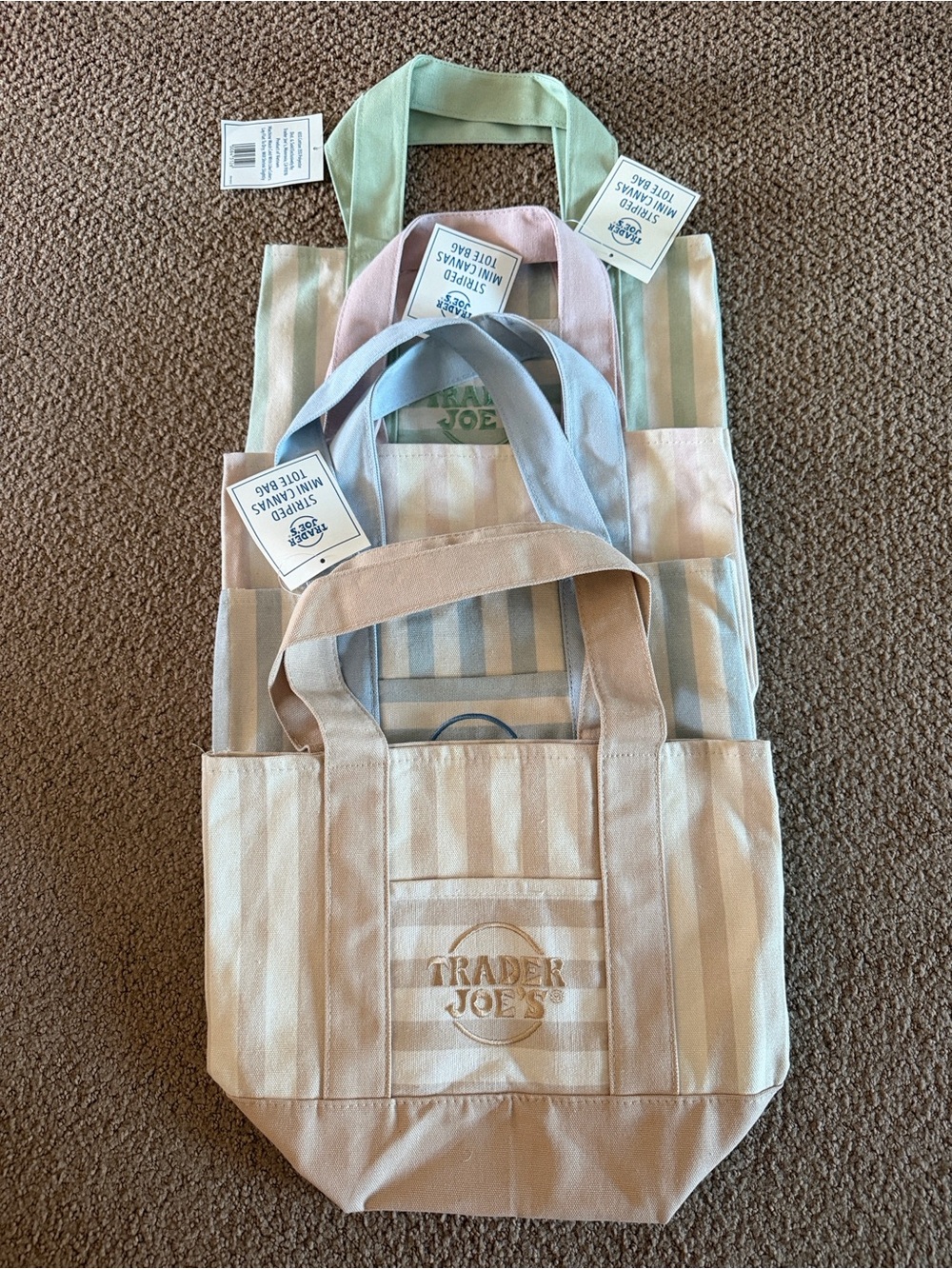 Trader Joe’s Pastel Stripe Canvas Tote Bags